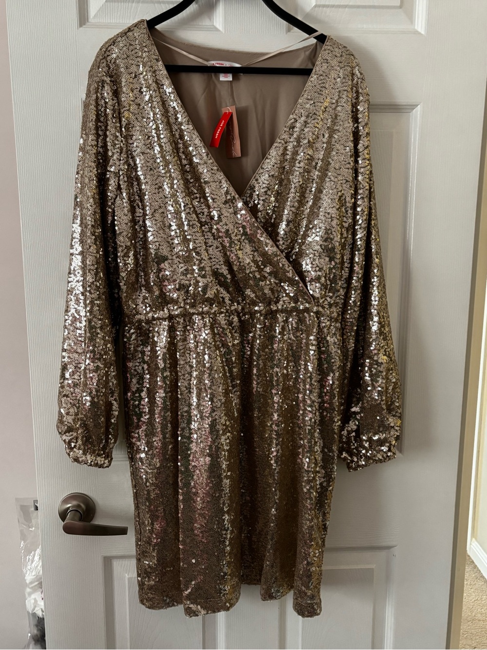 Joe Fresh Roxy Earle Champagne Sequin Wrap Dress